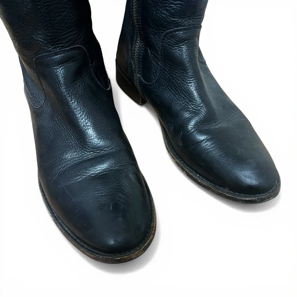 Frye Shirley Over The Knee Riding Boots Black Leather Size 7 Heritage Classic